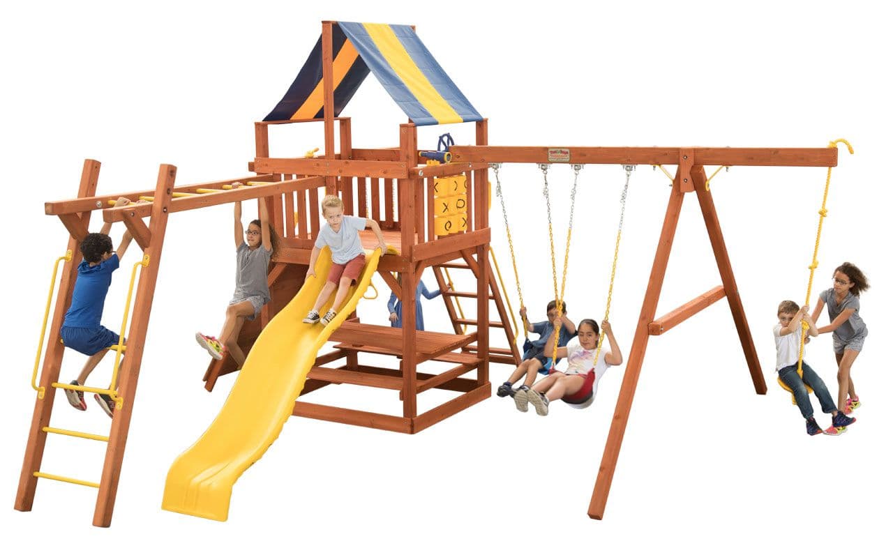 Parrot Island Fort w/ 4x4 Monkey Bars, Multi-Color Tarp